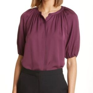 THEORY‎ Romantic Elbow Sleeve Silk Blouse NWT